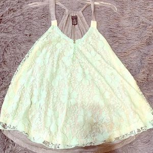 Teal and Gray Lace Tank Top